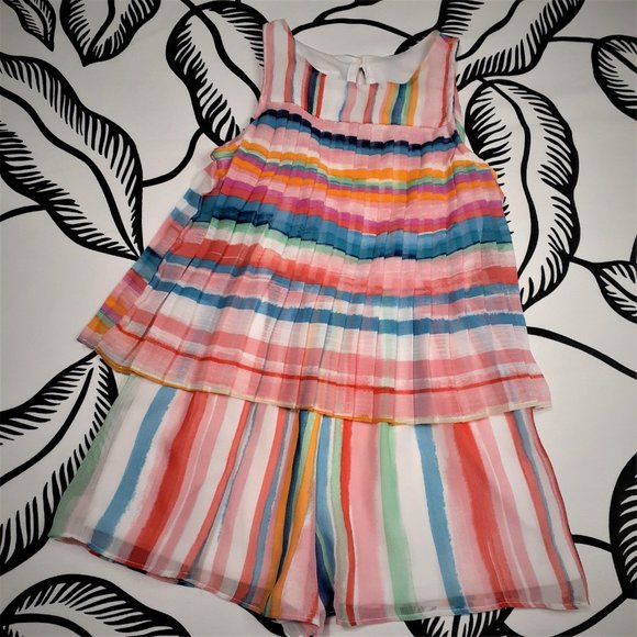 Bonnie Jean Multi Colored Striped Romper Size 5 - Picture 1 of 10